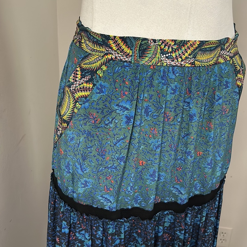 Voyage Silk Blue Maxi Skirt | Boho Luxe Resort Style | Zimmermann LoveShackFancy - Picture 4 of 13